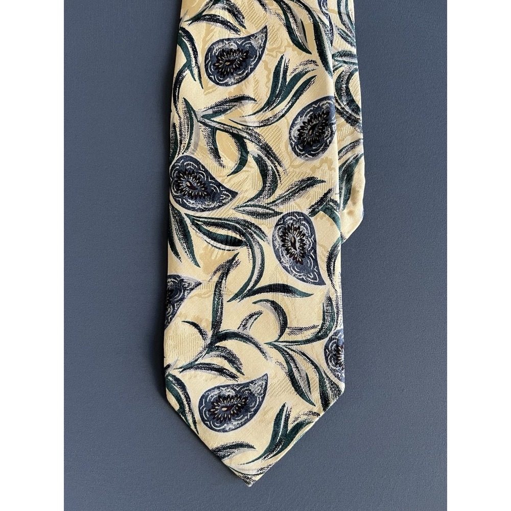 Robert Talbott Studio‎ Men's Tie 100% Silk Yellow Green Floral Necktie 59"